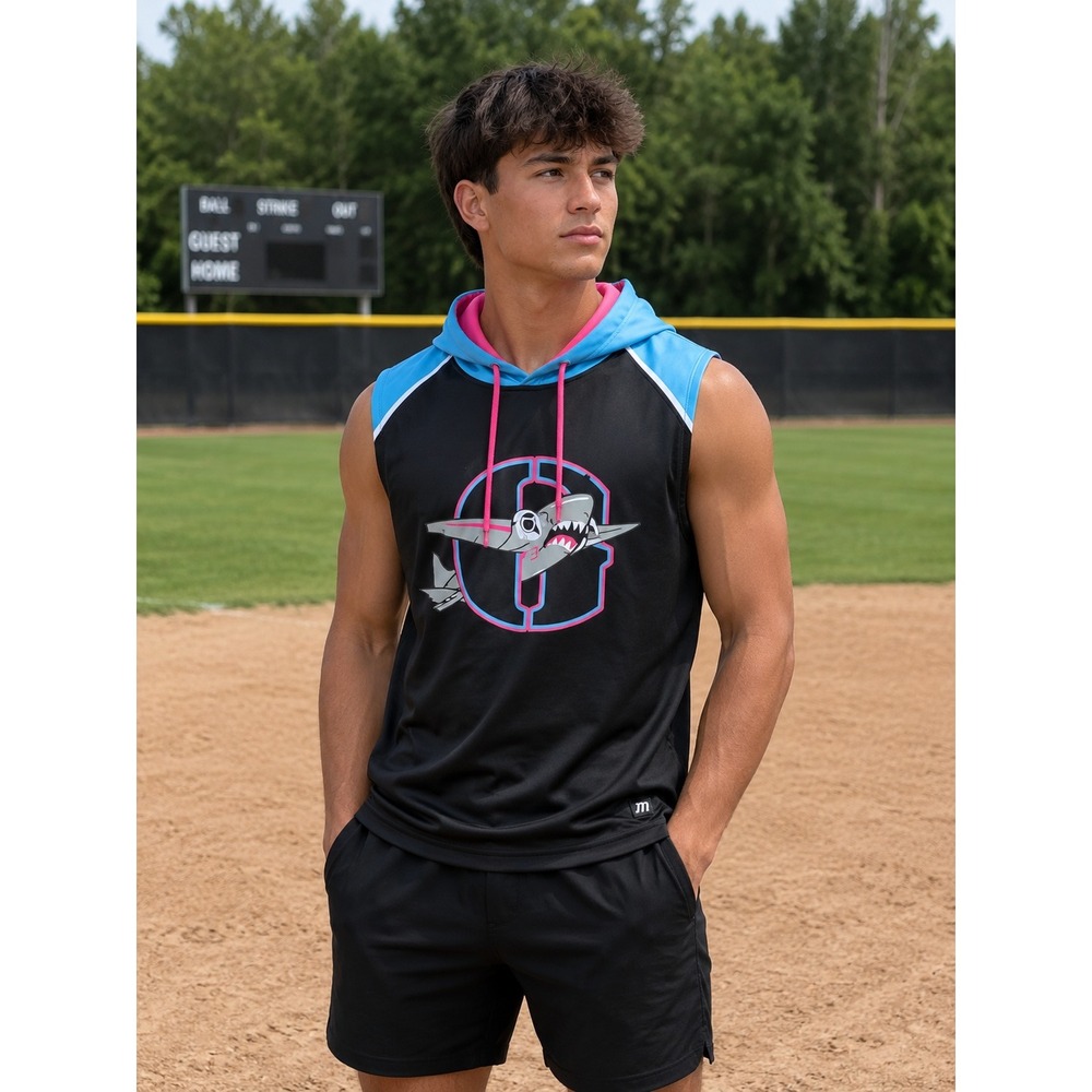 Marucci GA Bombers Baseball Sleeveless Hoodie Black Blue Pink Shark Mens Small